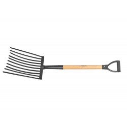 FORCADO METALICO PARA CASCALHO 10 DENTES CABO DE MADEIRA 71 CM EMPUNHADURA PLASTICA TRAMONTINA