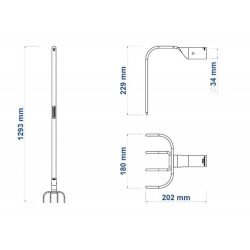 FORCADO METALICO CURVO DE ARAME 4 DENTES CABO DE MADEIRA DE 120 CM TRAMONTINA