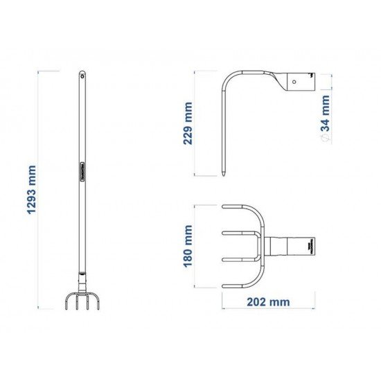 FORCADO METALICO CURVO DE ARAME 4 DENTES CABO DE MADEIRA DE 120 CM TRAMONTINA