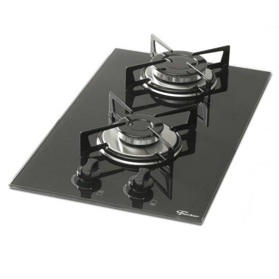 FOGAO COOKTOP FISCHER 2 BOCAS A GAS MESA VIDRO PRETO