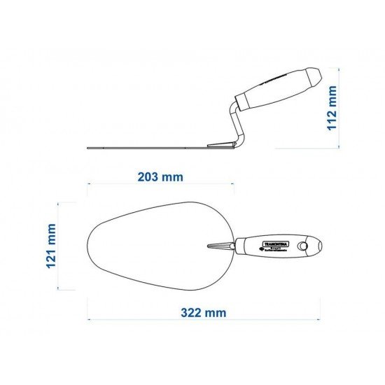 COLHER DE PEDREIRO METALICA REDONDA DE 8 COM CABO DE MADEIRA TRAMONTINA