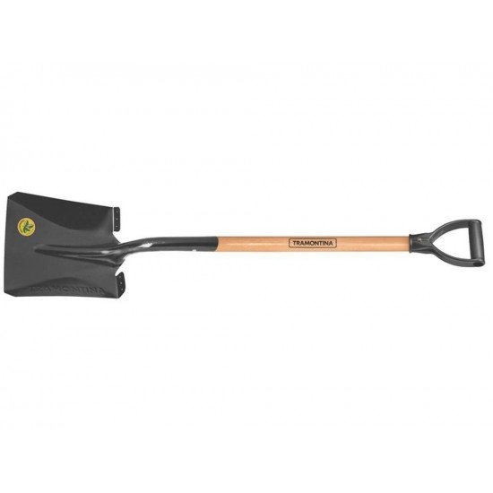 PA QUADRADA METALICA 417 20 COM CABO DE MADEIRA DE 71 CM E COM EMPUNHADURA PLASTICA TRAMONTINA