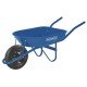 CARRINHO DE MAO BRACO METALICO CACAMBA METALICA REDONDA AZUL E PNEU MACICO DE BORRACHA TRAMONTINA