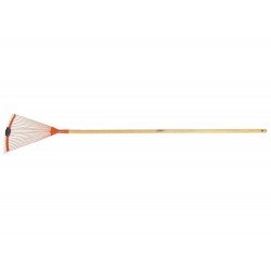 VASSOURA METALICA REGULAVEL 22 DENTES COM CABO DE MADEIRA DE 120 CM PARA JARDIM TRAMONTINA