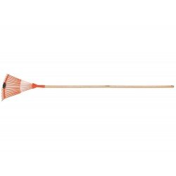VASSOURA METALICA REGULAVEL 22 DENTES CABO DE MADEIRA DE 120 CM PARA JARDIM PALHETA CHATA TRAMONTINA