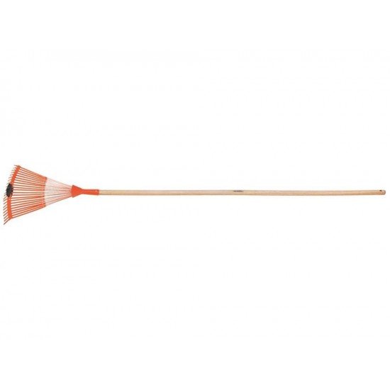 VASSOURA METALICA REGULAVEL 22 DENTES CABO DE MADEIRA DE 120 CM PARA JARDIM PALHETA CHATA TRAMONTINA