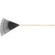 VASSOURA PLASTICA PRETA 30 DENTES COM CABO DE MADEIRA DE 120 CM DESMONTADO PARA JARDIM TRAMONTINA