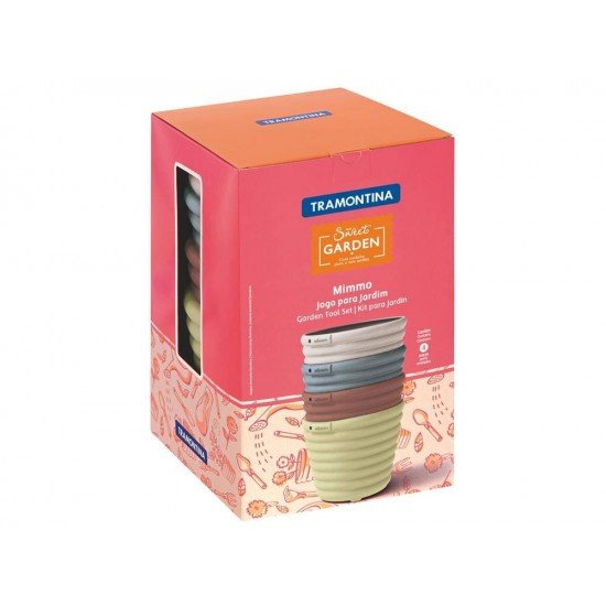 VASOS PARA JARDIM MIMMO EM PLASTICO 4 UN 1,7 LITROS CORES CINZA MUSGO TERRA GRAFITE TRAMONTINA