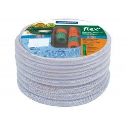 MANGUEIRA FLEX EM PVC TRANSPARENTE PARA JARDIM COM 20 METROS E COM ENGATES PLASTIC TRAMONTINA
