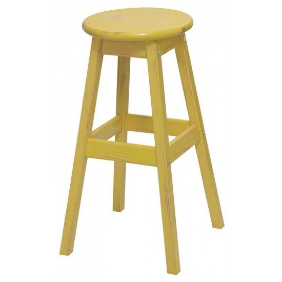 BANQUETA DE MADEIRA TAMANHO ALTO MODELO RUSTICO COR AMARELA TRAMONTINA