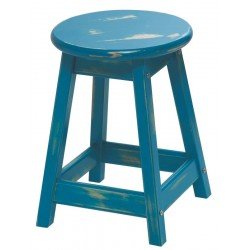 BANQUETA DE MADEIRA TAMANHO MEDIO MODELO RUSTICO COR AZUL TRAMONTINA