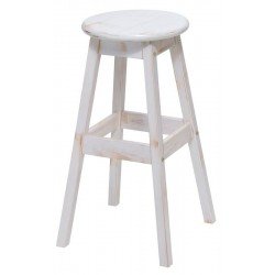 BANQUETA DE MADEIRA TAMANHO ALTO MODELO RUSTICO COR BRANCA TRAMONTINA