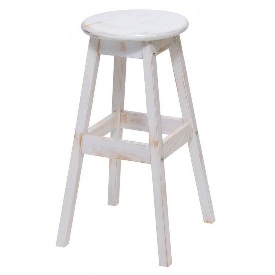 BANQUETA DE MADEIRA TAMANHO ALTO MODELO RUSTICO COR BRANCA TRAMONTINA