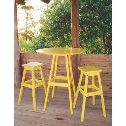 MESA DE MADEIRA PUB ALTA RUSTICA EM PINUS COM ACABAMENTO AMARELO TRAMONTINA