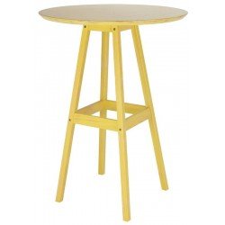 MESA DE MADEIRA PUB ALTA RUSTICA EM PINUS COM ACABAMENTO AMARELO TRAMONTINA