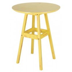 MESA DE MADEIRA PUB RUSTICA EM PINUS COM ACABAMENTO AMARELO TRAMONTINA