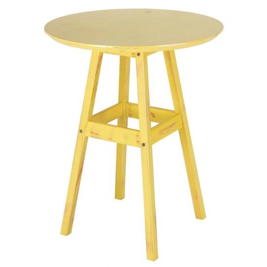 MESA DE MADEIRA PUB RUSTICA EM PINUS COM ACABAMENTO AMARELO TRAMONTINA