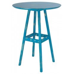 MESA DE MADEIRA PUB ALTA RUSTICA EM PINUS COM ACABAMENTO AZUL TRAMONTINA