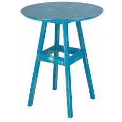 MESA DE MADEIRA PUB RUSTICA EM PINUS COM ACABAMENTO AZUL TRAMONTINA