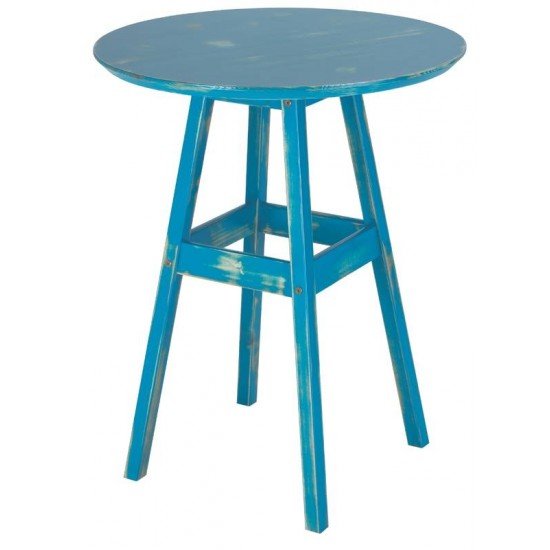 MESA DE MADEIRA PUB RUSTICA EM PINUS COM ACABAMENTO AZUL TRAMONTINA