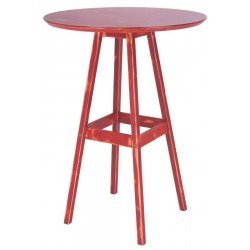 MESA DE MADEIRA PUB ALTA RUSTICA EM PINUS COM ACABAMENTO VERMELHO TRAMONTINA