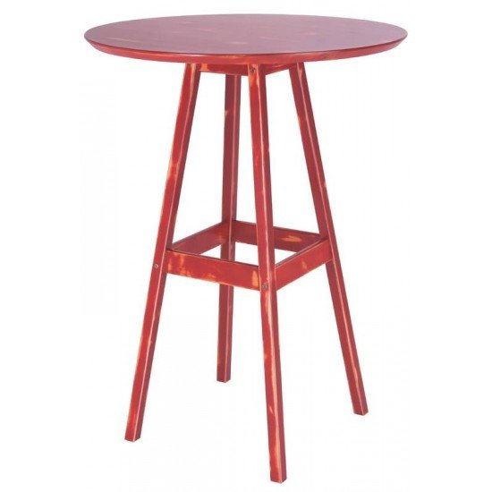 MESA DE MADEIRA PUB ALTA RUSTICA EM PINUS COM ACABAMENTO VERMELHO TRAMONTINA