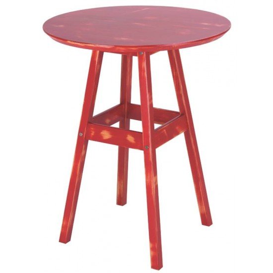 MESA DE MADEIRA PUB RUSTICA EM PINUS COM ACABAMENTO VERMELHO TRAMONTINA