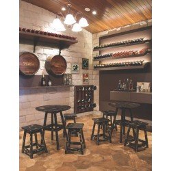 MESA DE MADEIRA PUB RUSTICA EM PINUS COM ACABAMENTO PRETO TRAMONTINA