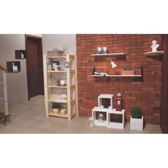 ESTANTE MODULARE EM MADEIRA PINUS COM ACABAMENTO NATURAL COM 3 PRATELEIRAS TRAMONTINA