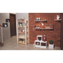 ESTANTE MODULARE EM MADEIRA PINUS COM ACABAMENTO NATURAL COM 5 PRATELEIRAS TRAMONTINA