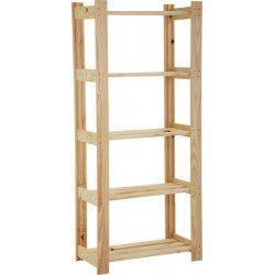 ESTANTE MODULARE EM MADEIRA PINUS COM ACABAMENTO NATURAL COM 5 PRATELEIRAS TRAMONTINA