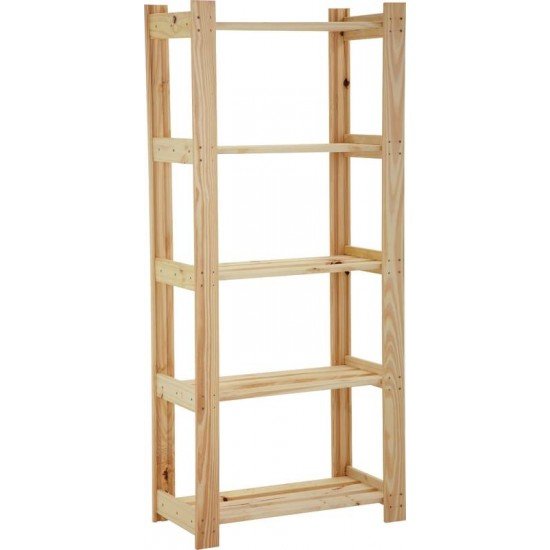 ESTANTE MODULARE EM MADEIRA PINUS COM ACABAMENTO NATURAL COM 5 PRATELEIRAS TRAMONTINA