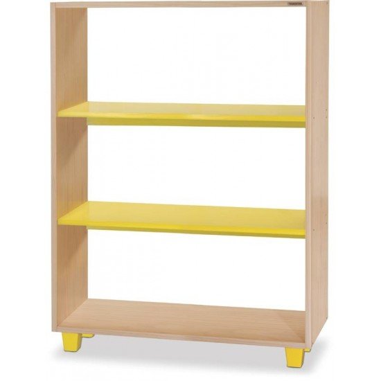 ESTANTE SUMMER 90 2 EM MADEIRA PINUS COM ACABAMENTO BRANCO COM 2 PRATELEIRAS AMARELAS TRAMONTINA