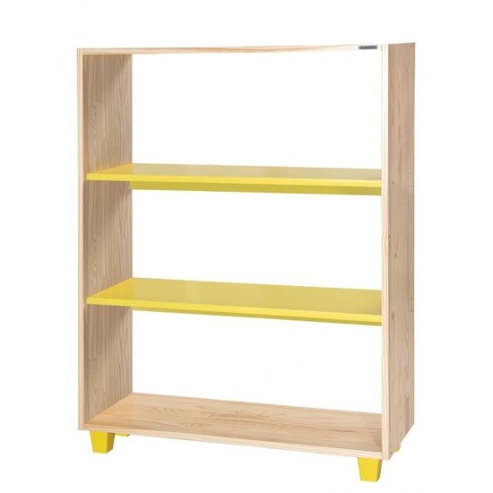 ESTANTE SUMMER 90 2 EM MADEIRA PINUS COM ACABAMENTO VERNIZ COM 2 PRATELEIRAS AMARELAS TRAMONTINA