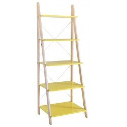 ESTANTE SUMMER STEPS X EM MADEIRA PINUS C ACABAMENTO NATURAL C5 PRATELEIRAS AMARELAS TRAMONTINA