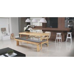 MESA DE MADEIRA NATURALLE DOBRAVEL EM MADEIRA PINUS COM ACABAMENTO BRANCO 2000X800 MM TRAMONTINA