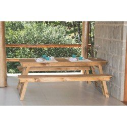 CONJUNTO DE MESA E BANCOS NATURALLE COM TINGIMENTO RUSTICO TRAMONTINA
