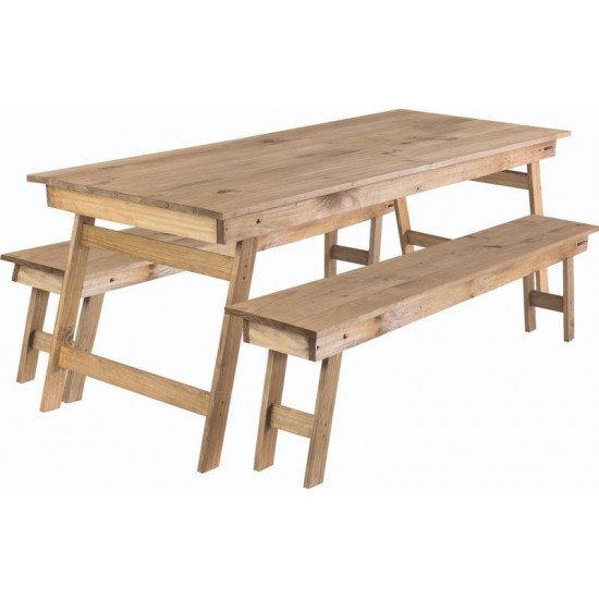 CONJUNTO DE MESA E BANCOS NATURALLE COM TINGIMENTO RUSTICO TRAMONTINA