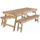 CONJUNTO DE MESA E BANCOS NATURALLE COM TINGIMENTO RUSTICO TRAMONTINA