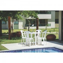 KIT 6 CADEIRAS PLASTICA MONOBLOCO TORRES ECONOMY BRANCA TRAMONTINA