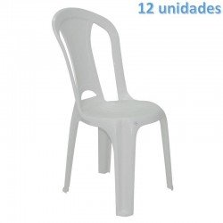 KIT 12 CADEIRAS PLASTICA MONOBLOCO TORRES ECONOMY BRANCA TRAMONTINA