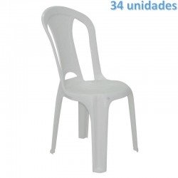 KIT 34 CADEIRAS PLASTICA MONOBLOCO TORRES ECONOMY BRANCA TRAMONTINA