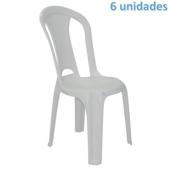 KIT 6 CADEIRAS PLASTICA MONOBLOCO TORRES ECONOMY BRANCA TRAMONTINA