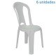 KIT 6 CADEIRAS PLASTICA MONOBLOCO TORRES ECONOMY BRANCA TRAMONTINA