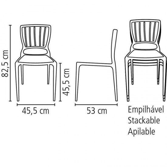 CADEIRA PLASTICA MONOBLOCO SOFIA MARSALA ENCOSTO VAZADO VERTICAL