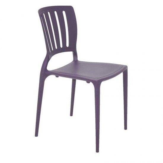 CADEIRA PLASTICA MONOBLOCO SOFIA LILAS ENCOSTO VAZADO VERTICAL