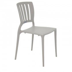 CADEIRA PLASTICA MONOBLOCO SOFIA CONCRETO ENCOSTO VAZADO VERTICAL