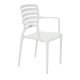 CADEIRA PLASTICA MONOBLOCO COM BRACOS SOFIA BRANCA ENCOSTO VAZADO HORIZONTAL