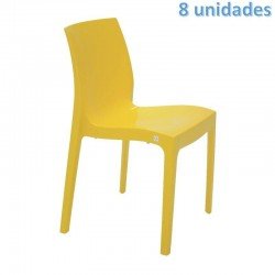 KIT 8 CADEIRAS PLASTICA MONOBLOCO ALICE AMARELA TRAMONTINA