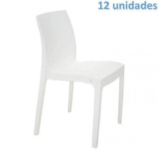 KIT 12 CADEIRAS PLASTICA MONOBLOCO ALICE BRANCA TRAMONTINA